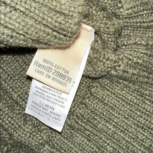 L.L. Bean Olive Green Knit zippered Sweater size small - Picture 6 of 8